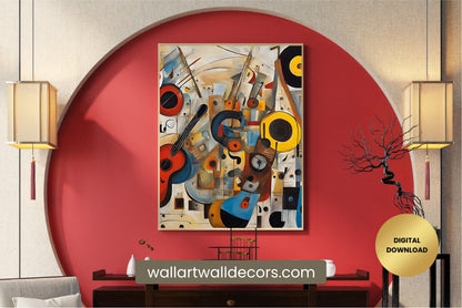 Beautiful Painting Modern Abstract Wall Art Colorful Music Painting