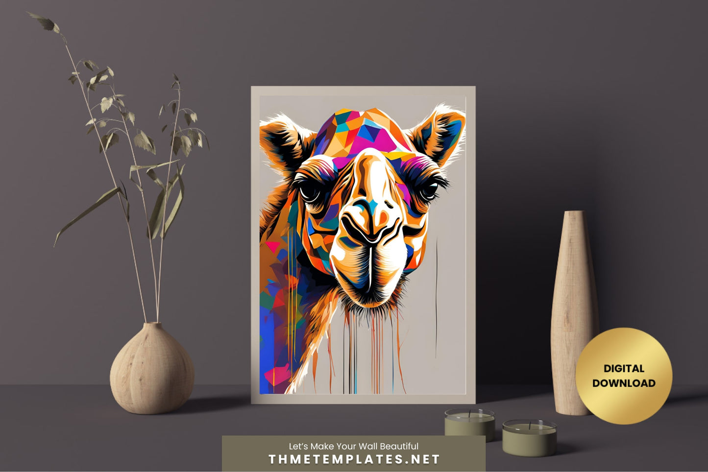 Camel Poster Download - Large Animal Wall Art - Big Size Camel Painting for Creative Spaces