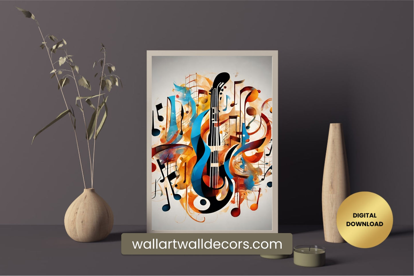 Modern Colorful Painting With Music Instruments Musical Art