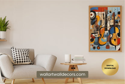 Modern Musician Abstract Wall Art Colorful Painting for Musician