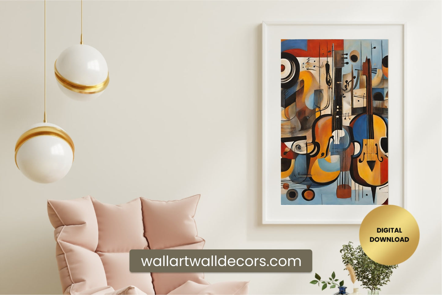 Modern Musician Abstract Wall Art Colorful Painting for Musician