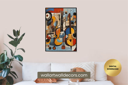 Modern Musician Abstract Wall Art Colorful Painting for Musician