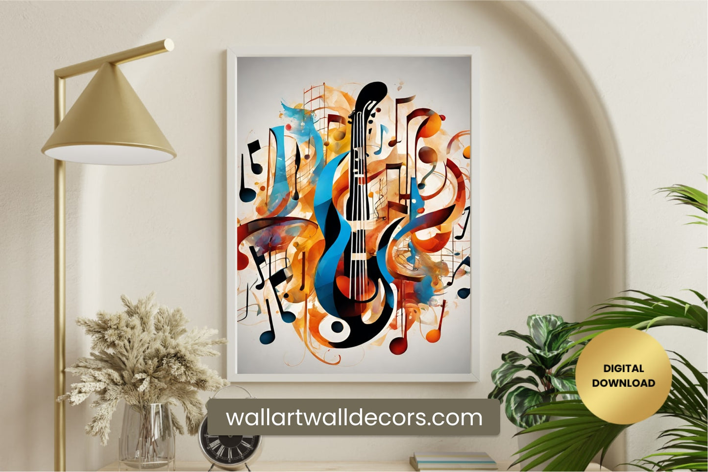 Modern Colorful Painting With Music Instruments Musical Art