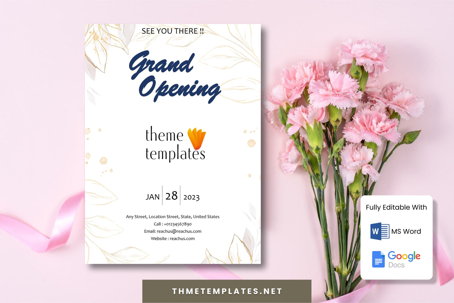 Business Grand Opening Invitation - Fully Editable Card Design in Word