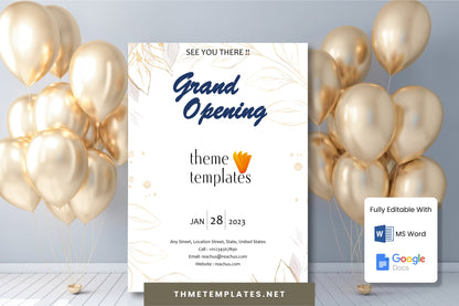 Business Grand Opening Invitation - Fully Editable Card Design in Word