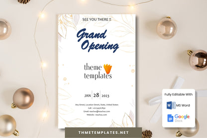 Business Grand Opening Invitation - Fully Editable Card Design in Word